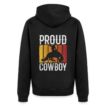 Stolzer Cowboy Süß Cowboys Sprüche Texas - Unisex Premium Bio Zip Hoodie - Schwarz - Hinten - Nico (187cm)