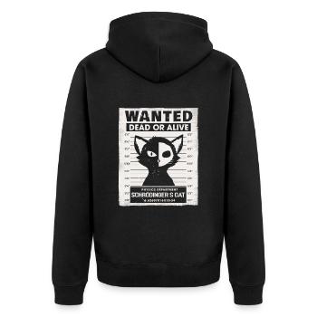 Wanted Dead Or Alive Schrödingers Cat - Unisex Premium Organic Zip Hoodie - black - Back - Nico (187cm)