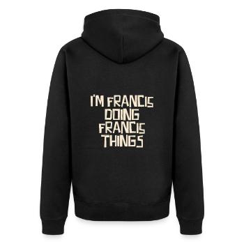 Je suis Francis en train de faire des choses à Francis - Veste à capuche bio Premium Unisexe - noir - Dos - Nico (187cm)