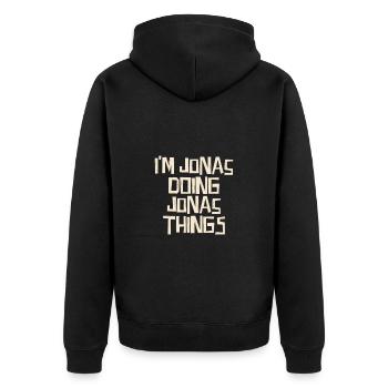 I'm Jonas doing Jonas things - Unisex Premium Bio Zip Hoodie - Schwarz - Hinten - Nico (187cm)