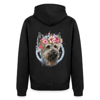 Cute Yorkshire Terrier Flower Crown Pet Dog Breed - Unisex Premium Organic Zip Hoodie - black - Back - Nico (187cm)
