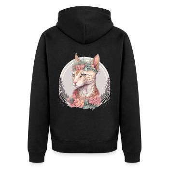 Mignon égyptien Mau Cat Fleur Couronne Chats Chaton Pet Chaton - Veste à capuche bio Premium Unisexe - noir - Dos - Nico (187cm)