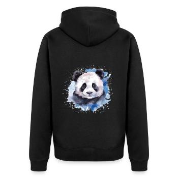 Portrait à l’aquarelle de panda - Veste à capuche bio Premium Unisexe - noir - Dos - Nico (187cm)