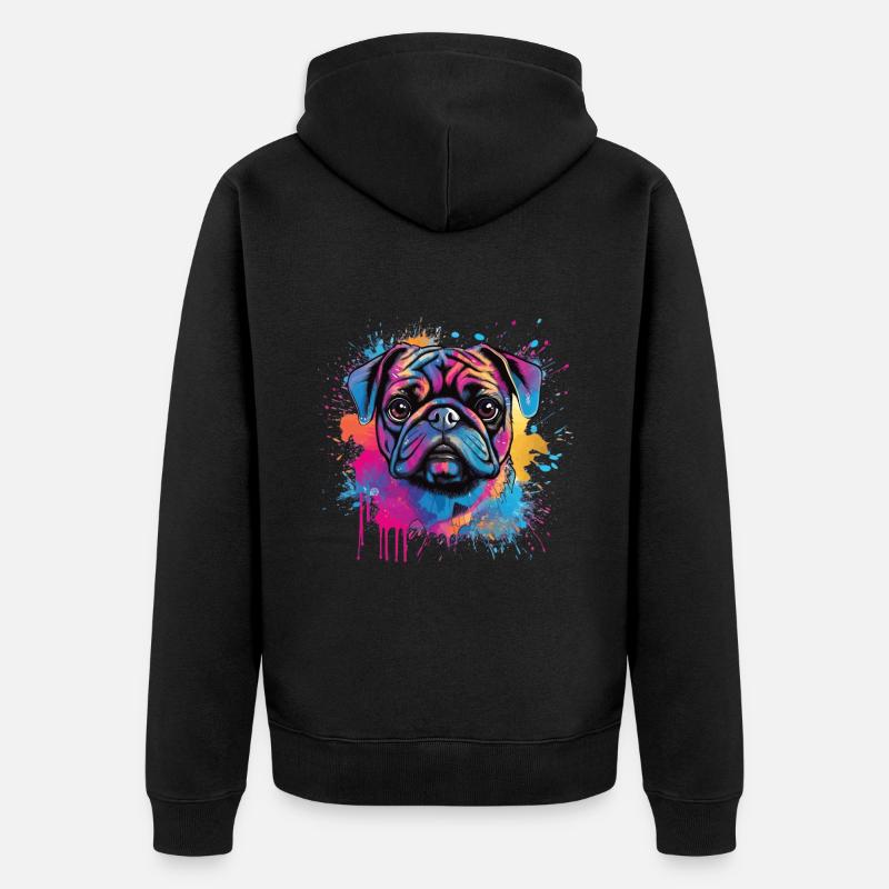 Conception d’éclaboussure de peinture carlin - Veste à capuche bio Premium Unisexe - noir