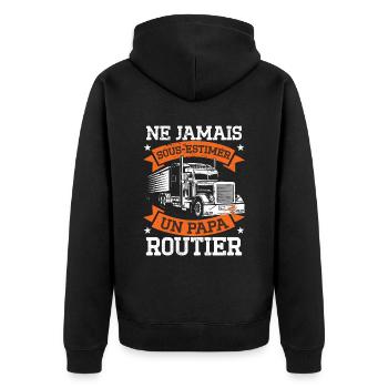 Ne Jamais Sous-Estimer Un Papa Routier - Veste à capuche bio Premium Unisexe - noir - Dos - Nico (187cm)
