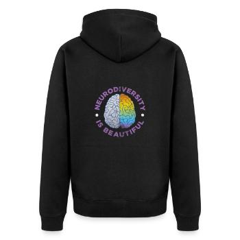ADHD - Unisex Premium Organic Zip Hoodie - black - Back - Nico (187cm)