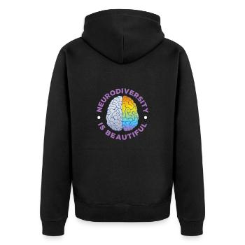 ADHS ADHD Aufmerksamkeit Defizit Geschenk - Unisex Premium Bio Zip Hoodie - Schwarz - Hinten - Nico (187cm)