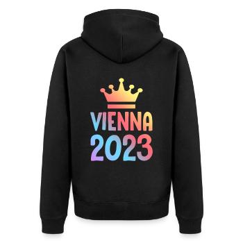 Vienna 2023 Wien Krone - Unisex Premium Organic Zip Hoodie - black - Back - Nico (187cm)