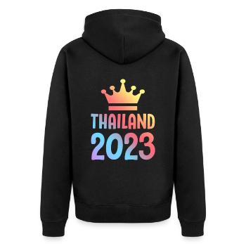 Thailand 2023 Krona - Unisex Premium Organic Zip Hoodie - black - Back - Nico (187cm)