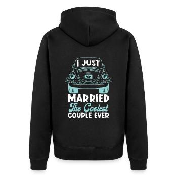 Officiant Je viens d’épouser le pasteur du couple le plus cool - Veste à capuche bio Premium Unisexe - noir - Dos - Nico (187cm)