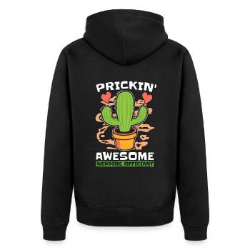Officiant Prickin' Awesome Wedding Pastor Minister - Unisex Premium Bio Zip Hoodie - Schwarz - Hinten - Nico (187cm)