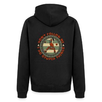 Don't Follow Me I Do Stupid Things Climbing - Unisex Premium Organic Zip Hoodie - black - Back - Nico (187cm)