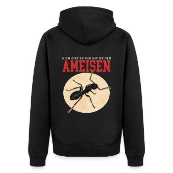 Ameisen Ameisenfarm Formicarium Ameise Geschenk - Unisex Premium Bio Zip Hoodie - Schwarz - Hinten - Nico (187cm)