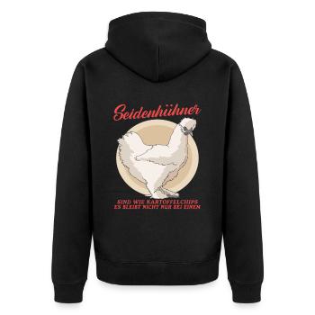 Seidenhuhn Silkie Hühner Seidenhühner Geschenk - Unisex Premium Bio Zip Hoodie - Schwarz - Hinten - Nico (187cm)