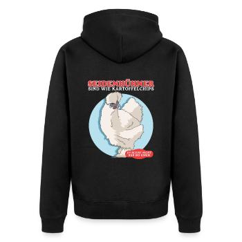 Seidenhuhn | Silkie Hühner Seidenhühner Geschenk - Unisex Premium Bio Zip Hoodie - Schwarz - Hinten - Nico (187cm)