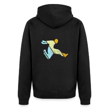 Parkour Retro - Unisex Premium Bio Zip Hoodie - Schwarz - Hinten - Nico (187cm)