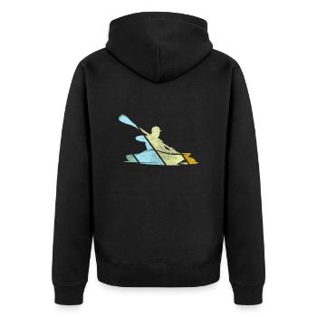 Canoe Retro - Unisex Premium Organic Zip Hoodie - black - Back - Nico (187cm)