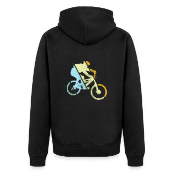 Mountain Bike Retro - Unisex Premium Organic Zip Hoodie - black - Back - Nico (187cm)