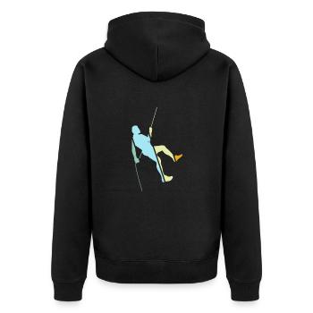 Klettern Retro - Unisex Premium Bio Zip Hoodie - Schwarz - Hinten - Nico (187cm)