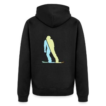 Snowboarding Retro - Unisex Premium Bio Zip Hoodie - Schwarz - Hinten - Nico (187cm)