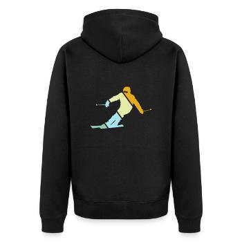 Ski Retro - Unisex Premium Bio Zip Hoodie - Schwarz - Hinten - Nico (187cm)