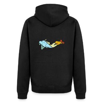 Tauchen Retro - Unisex Premium Bio Zip Hoodie - Schwarz - Hinten - Nico (187cm)