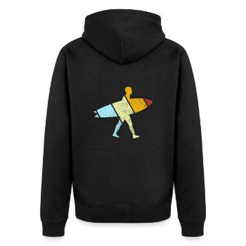 Surfing Retro - Unisex Premium Organic Zip Hoodie - black - Back - Nico (187cm)