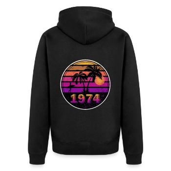 1974 Birthday Vintage Gift Idea - Veste à capuche bio Premium Unisexe - noir - Dos - Nico (187cm)