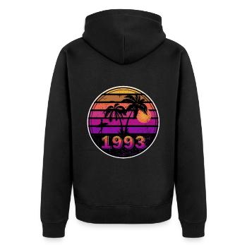 Né en 1993 - Veste à capuche bio Premium Unisexe - noir - Dos - Nico (187cm)