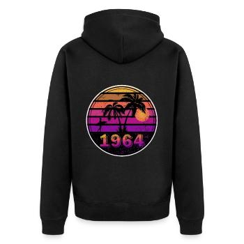 59th Birthday June Vintage 1964 Vintage - Unisex Premium Organic Zip Hoodie - black - Back - Nico (187cm)