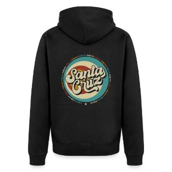 Santa Cruz Californie vintage rétro surfing ville - Veste à capuche bio Premium Unisexe - noir - Dos - Nico (187cm)