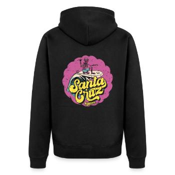 Santa Cruz Californie vintage rétro surfing ville - Veste à capuche bio Premium Unisexe - noir - Dos - Nico (187cm)