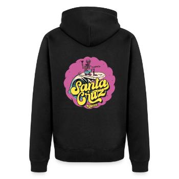 Santa Cruz Californie vintage rétro surfing ville - Veste à capuche bio Premium Unisexe - noir - Dos - Nico (187cm)