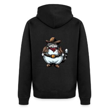 Gros chat cowboy - Veste à capuche bio Premium Unisexe - noir - Dos - Nico (187cm)