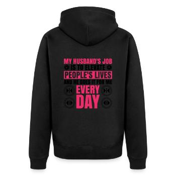 Aufzugsmechaniker-design Für Eine - Unisex Premium Organic Zip Hoodie - black - Back - Nico (187cm)