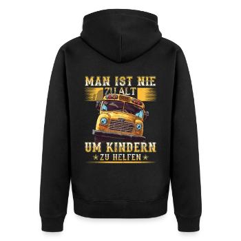 Schulbuswärter - Schulbusfahrer - Unisex Premium Bio Zip Hoodie - Schwarz - Hinten - Nico (187cm)