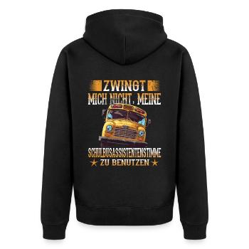 Schulbuswärter - Schulbusfahrer - Unisex Premium Bio Zip Hoodie - Schwarz - Hinten - Nico (187cm)