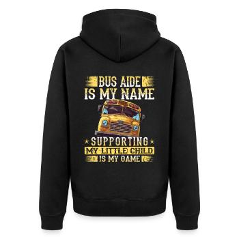 School bus attendant - school bus driver - Unisex Premium Organic Zip Hoodie - black - Back - Nico (187cm)