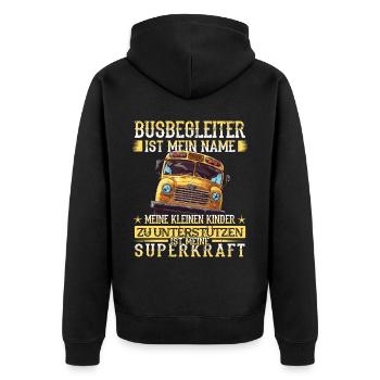 Schulbuswärter - Schulbusfahrer - Unisex Premium Bio Zip Hoodie - Schwarz - Hinten - Nico (187cm)