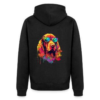 Irish Red Setter Hund Hunderasse - Unisex Premium Bio Zip Hoodie - Schwarz - Hinten - Nico (187cm)