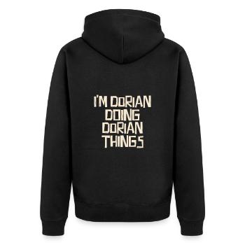 I'm Dorian doing Dorian things - Unisex Premium Bio Zip Hoodie - Schwarz - Hinten - Nico (187cm)