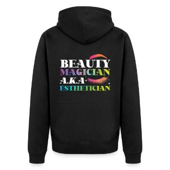Soins de la peau d’esthéticienne agréée mignonne - Veste à capuche bio Premium Unisexe - noir - Dos - Nico (187cm)
