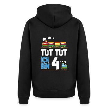 4. Geburtstag Tut Tut Eisenbahn Zug 4 Jahre - Unisex Premium Bio Zip Hoodie - Schwarz - Hinten - Nico (187cm)