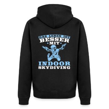 Indoor Skydiving Witzig - Unisex Premium Bio Zip Hoodie - Schwarz - Hinten - Nico (187cm)