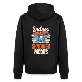 Indoor Skydiving Indoor Fallschirmspringen - Unisex Premium Bio Zip Hoodie - Schwarz - Hinten - Nico (187cm)