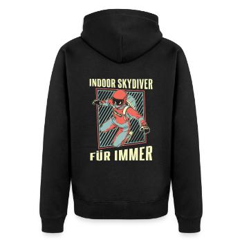 Indoor Skydiving Indoor Fallschirmspringen - Unisex Premium Bio Zip Hoodie - Schwarz - Hinten - Nico (187cm)
