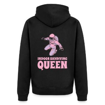 Indoor Skydiving Königin - Unisex Premium Bio Zip Hoodie - Schwarz - Hinten - Nico (187cm)