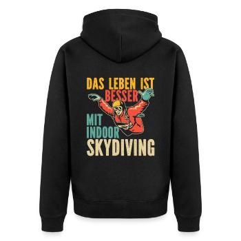 Indoor Skydiving Indoor Fallschirmspringen - Unisex Premium Bio Zip Hoodie - Schwarz - Hinten - Nico (187cm)