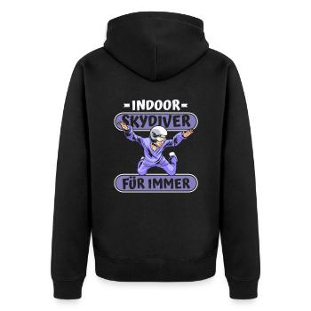 Indoor Skydiving Lustig - Unisex Premium Bio Zip Hoodie - Schwarz - Hinten - Nico (187cm)