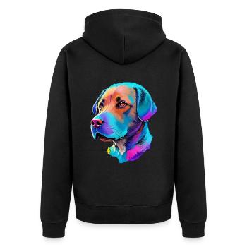 Farbenfrohe Labrador Hund Illustration Hundeliebe - Unisex Premium Bio Zip Hoodie - Schwarz - Hinten - Nico (187cm)